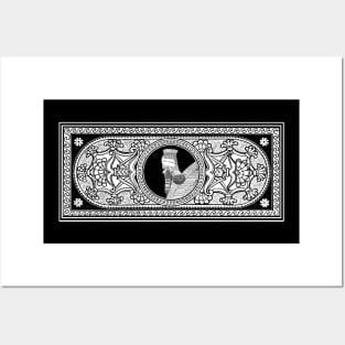 Elegant Lamassu Decoration on Black and White Posters and Art